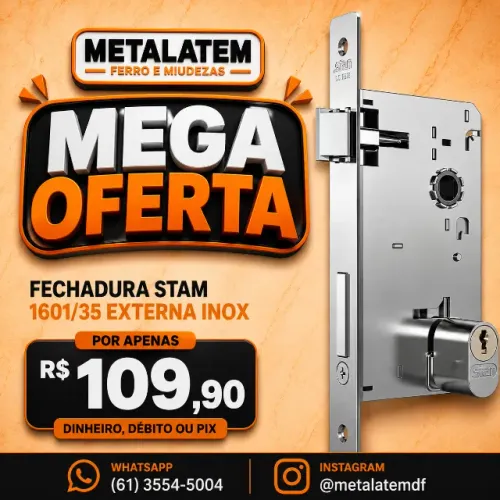 Fechadura STAM 1601/35 Externa Inox