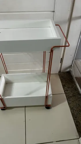Carrinho organizador multiuso branco com rose
