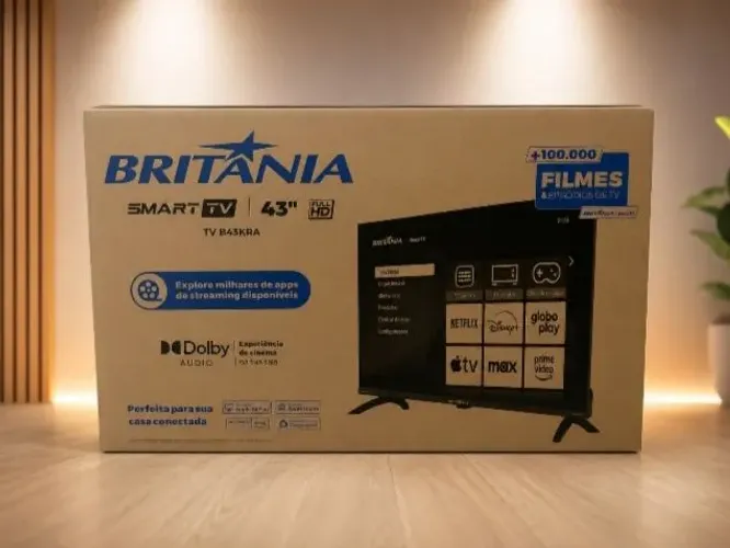 SMART TV BRITÂNIA 43 POLEGADAS NOVA LACRADA COM NOTA FISCAL