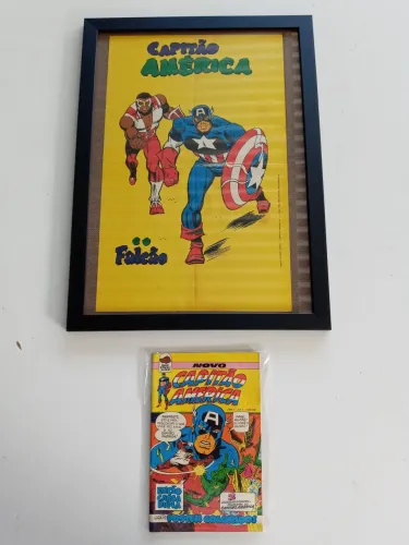 Rara revista Capitao America da Editora Bloch + Raro Poster emoldurado 