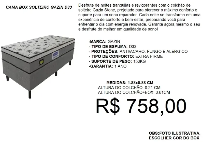 Colchão + box - compre hoje e receba em até 72 horas 