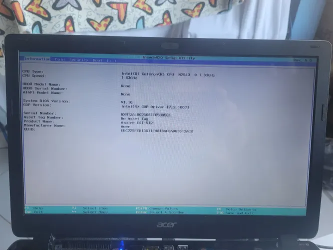 Notebook acer es1 512 2gb ram teclado ruim sem hd e carregador