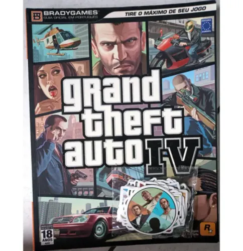 Kit 1 Livro Bradygames + 50 Adesivos - Grand Theft Auto IV Gta 4 Guia Completo - Detonado