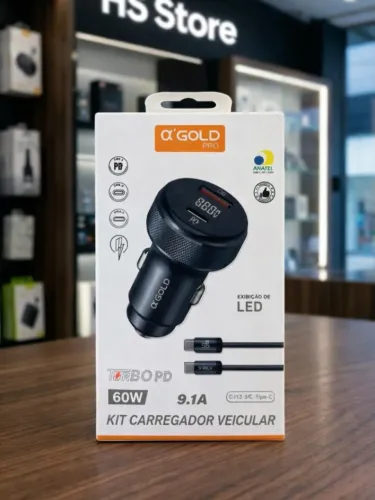 ? Carregador Veicular Turbo 60W (?Gold Pro)