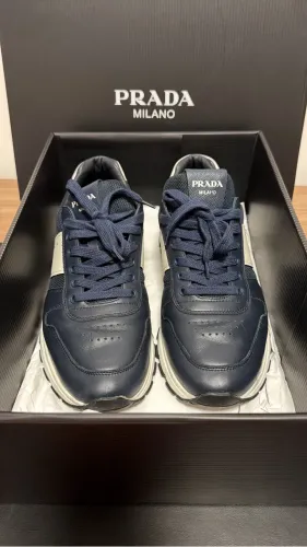 TÊNIS PRADA AZUL MARINHO - TAMANHO 40 - COURO ORIGINAL 