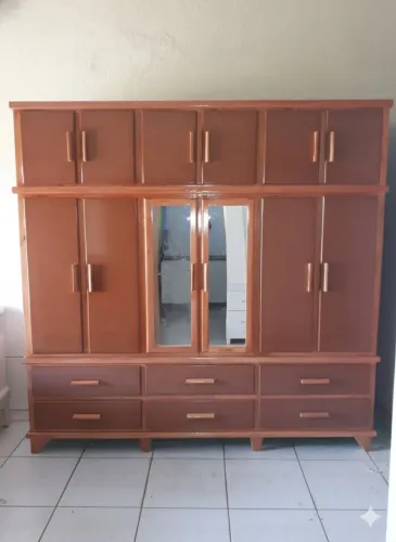 Guarda roupas madeira gigante 6 portas ele e triplex roupeiro gaveteiro e maleiro 