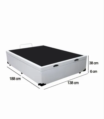 Cama Box Baú Casal Couro Sintético Branco