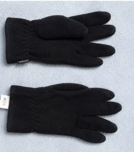 Luva Adulto de Trekking Fleece Quechua Preta Frio