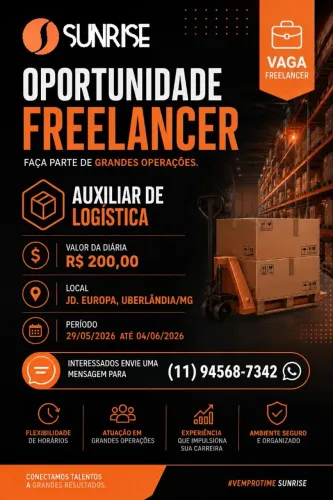 Vagas Freelancer Logístico- DIÁRIA $ 200- Uberlândia/MG