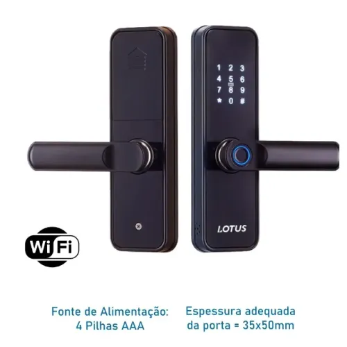 Fechadura Semi Automática Preta Lotus