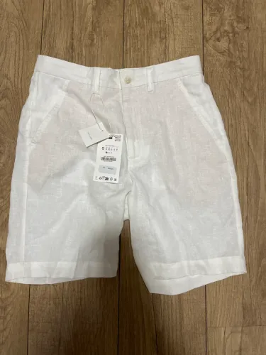 Short Masculino Zara 100% Linho Branco Novo