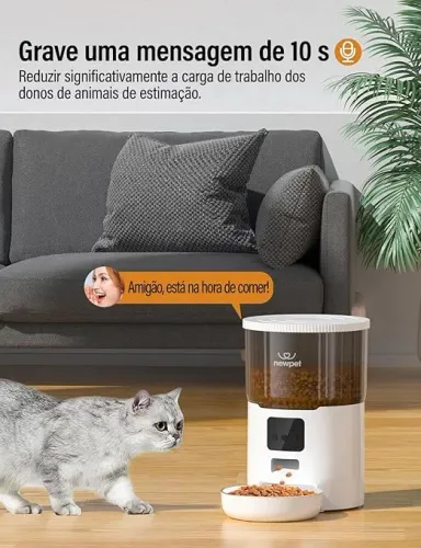 Alimentador dispensador de alimentos para pet com app, seu pet não passa fome