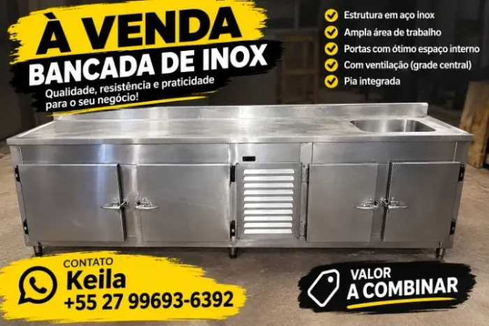 balcão refrigerado em aço inoxidável