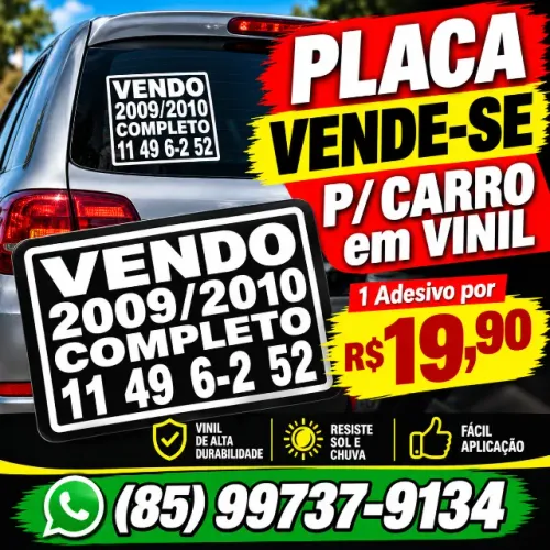 PLACA DE VENDE-SE PARA CARRO EM VINIL