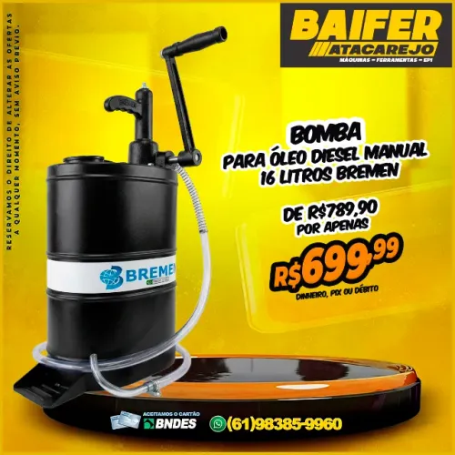 Bomba Para Óleo Diesel Manual 16 Litros Bremen