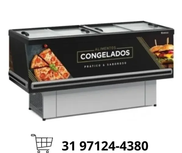 Ilha para Congelados 2M Vidro Reto Gelopar 127V