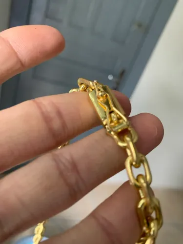 Corrente mais pulseira Cadeado 8mm Banhado a Ouro 18k | Fecho Gaveta