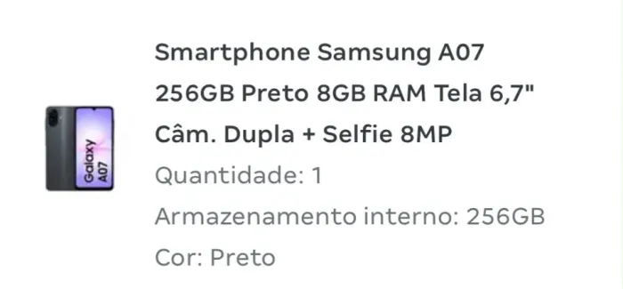 Celular novo Samsung A07