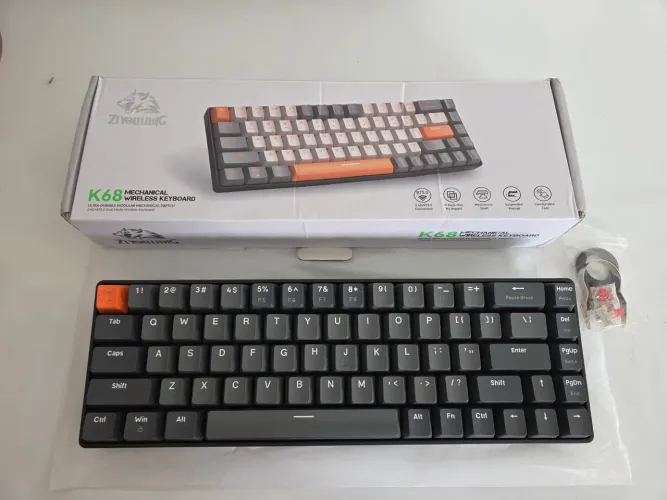 Teclado Mecânico Ziyoulang K68, 60%, Sem Fio