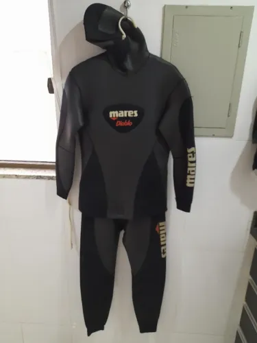 Roupa mergulho caça Mares Diablo de 5 mm Long John com jaquetão