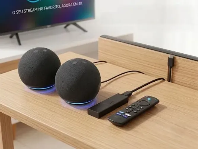 Combo Smart Home Premium: 2 Echo 4ª Geração + Fire TV Stick 4K Amazon (Pretos)