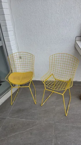 Kit 2 Cadeiras Estilo Bertoia Wire Amarelas - Também Vendo Separadas