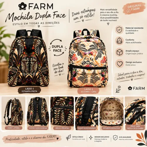 Mochila FARM estampa exclusiva _ ORIGINAL./ NOVA