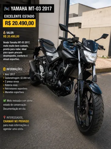 ? Yamaha MT-03 2017 - Excelente estado 