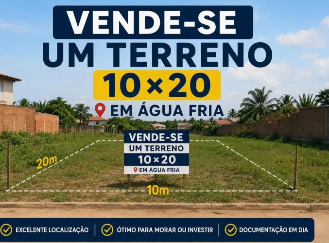 Terreno 10x20 no centro de Água Fria BA