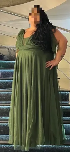 Vestido Longo de Tule Verde Oliva Plus Size | tamanho G4