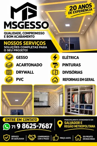 MS GESSO - Gesso, Drywall, PVC, Elétrica e reforma