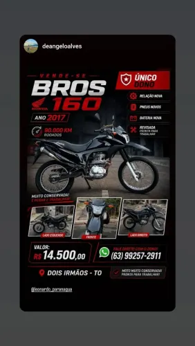 Moto Bros 160 ano 2017