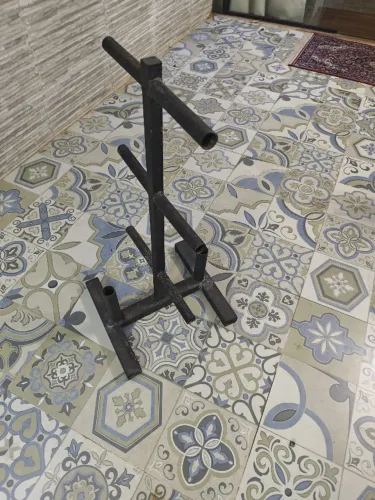 Suporte para Anilhas com 6 Pinos e Porta-Barras Duplo