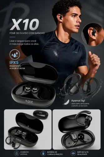 Fone de ouvido bluetooth Gancho X10 Esportivo 