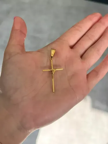 Pingente Crucifixo Trançado Banhado a Ouro 18k