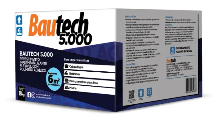 Argamassa flexível impermeabilizante 18KG BAUTECH 5000 - R$179,90