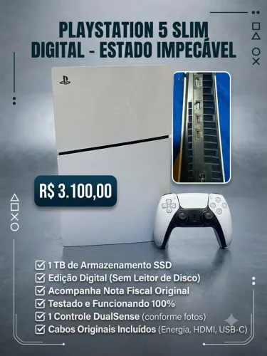 Vendo esse Ps5 Slim zerado com nota fiscal