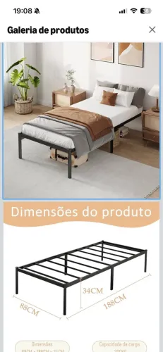 Cama de solteiro em aço