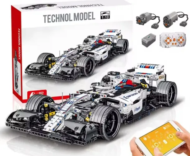 BLOCOS DE MONTAR CARRO DE FÓRMULA 1 MORK TECHNOLMODEL F1.W40 1200 PEÇAS + MOTORIZAÇÃO E RC