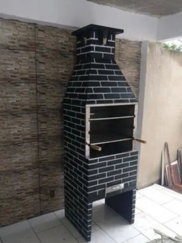 Churrasqueira pre moldada imitando tijolinho