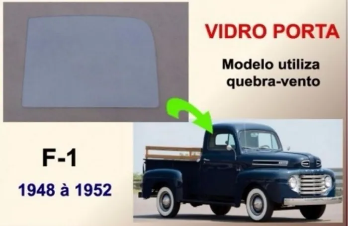 Vidro Porta F-1 48 à 52 Modelo Utiliza Quebra Vento Incolor