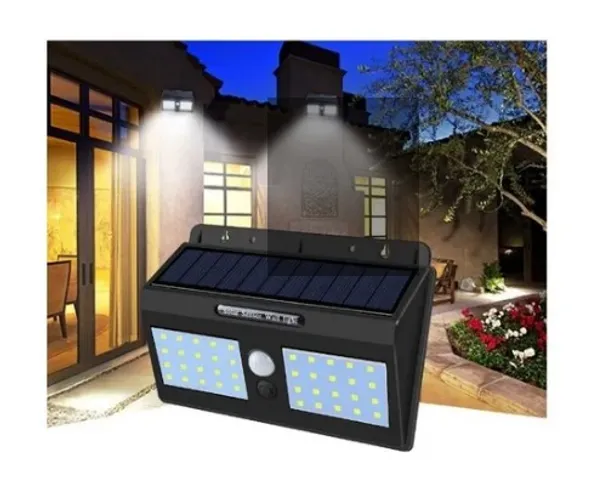 2 Luminaria Solar Arandela Solar 40 Leds 12w Sensor de Presença  5H Bateria