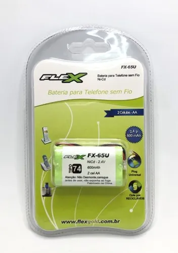 Bateria Para Telefone Sem Fio Tipo AA 600mAh Fx-65u Flex Nova na Embalagem