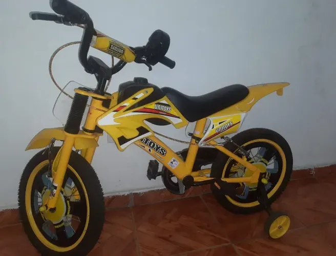 Bicicleta de passeio infantil Unitoys Moto Cross aro 16 freios v-brakes cor a
