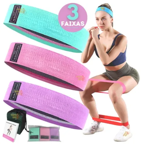 Kit com 3 Faixas Mini Thera Bands Elásticas de Resistência Fitness Pilates Treino (z229) 