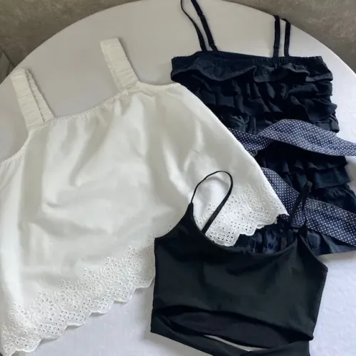 Kit 3 Blusinhas Regatas Hering Branca + Abercrombie Azul + Top Preto Tamanho PP