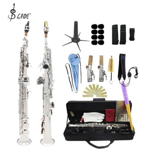 Saxofone Soprano Reto Sib Niquelado Slade NOVO- 10X no Cartão - Envio p/ todo Brasil