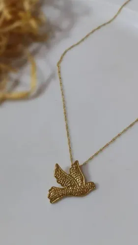 Colar de Pássaro Dourado banhado a ouro18k 