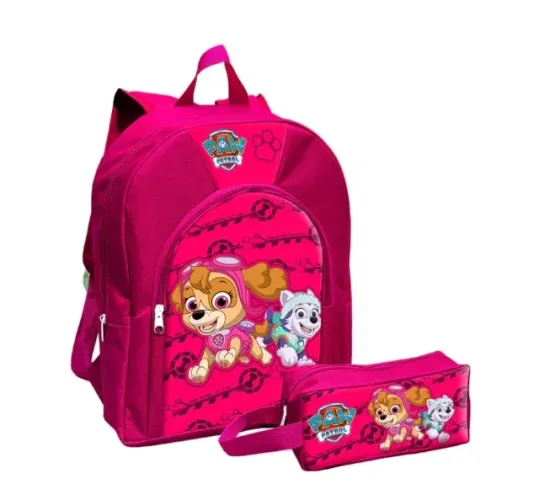 Promoção Mochila de Costas Infantil + Estojo da Patrulha Canina Rosa