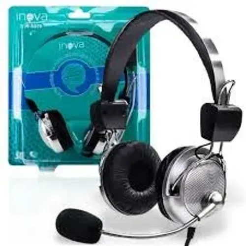 Fone HeadSet PC com Microfone P2 Duplo Haste Mic. Ajustável - fon-8679